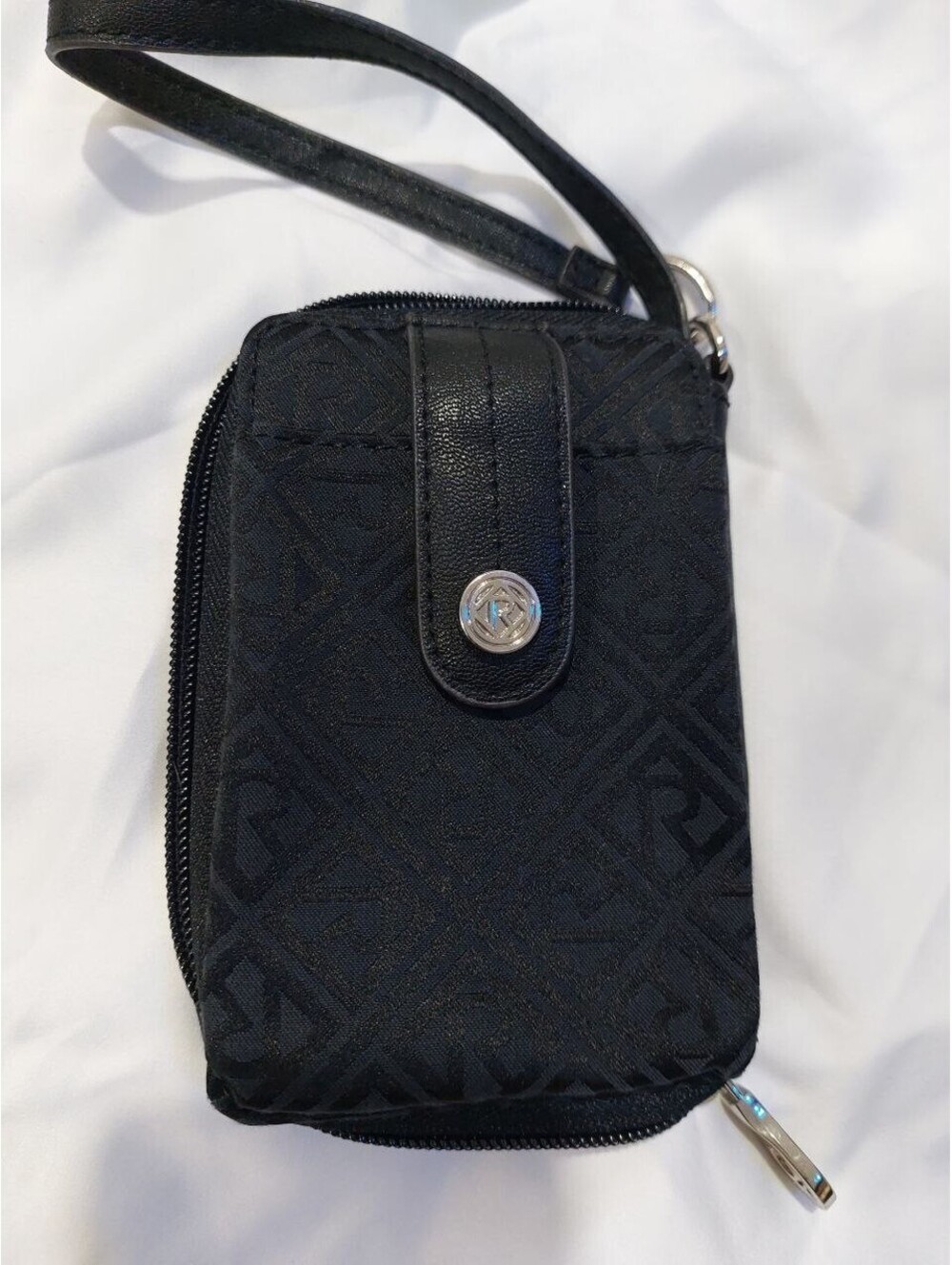 Relic Black Clutch Trifold Signature Monogram ID Pocket Womens Wallet